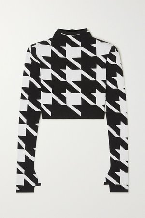 Black Houndstooth jacquard-knit sweater | Balmain | NET-A-PORTER
