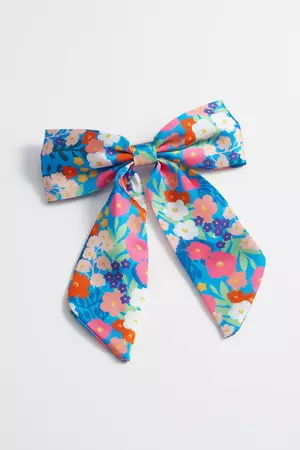 Bright Blue Floral Print Bow Hair Clip | Estella Bartlett – Estella Bartlett