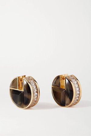 Brown Gold-tone, crystal and tiger eye's earrings | Bottega Veneta | NET-A-PORTER