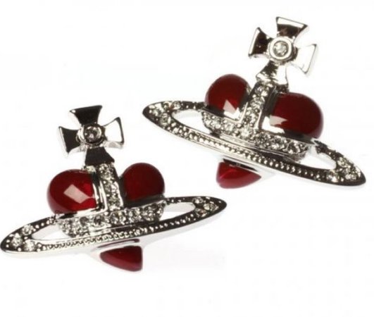 red and silver vivienne westwood stud earrings