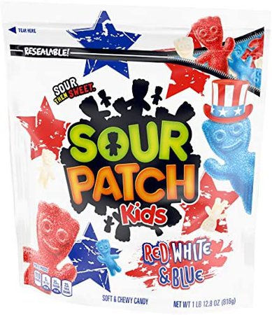 Amazon.com : Sour Patch KIDS Red White soft and chewy Candy 1.8 lb Bags, Redberry, Lemon, Blue Raspberry, 4 Count : Grocery & Gourmet Food