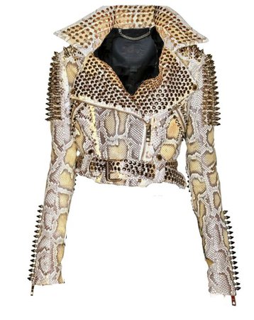 Snakeskin pattern studded jacket