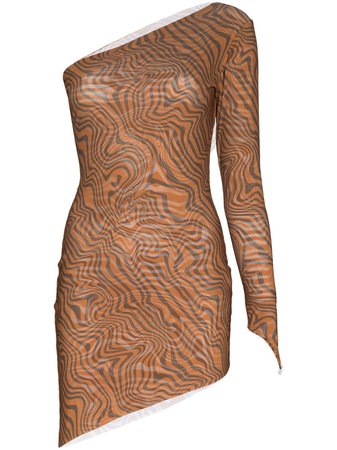 Maisie Wilen One-Sleeve Graphic-Print Mini Dress | Farfetch.com