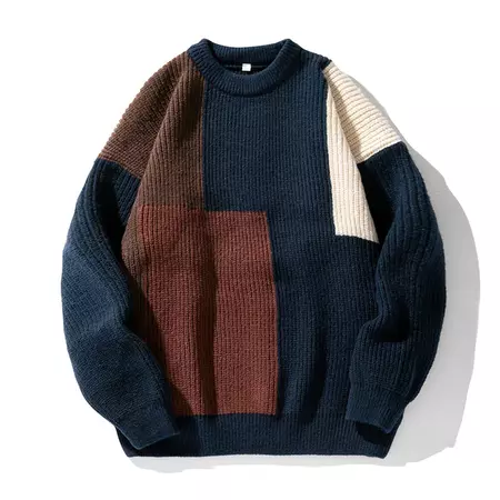 Color Block Stitching Design Knitwear Sweater For Men