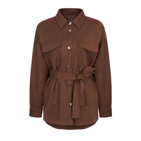 Faux Suede Jacket-Brown | NOCTURNE | Wolf & Badger