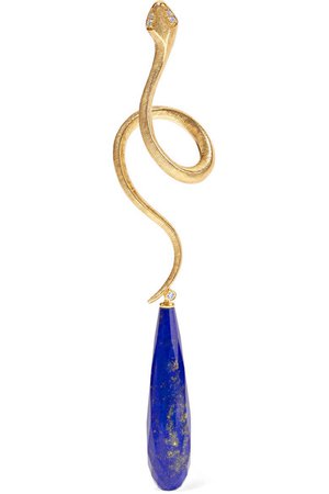 OLE LYNGGAARD COPENHAGEN | Snake 18-karat gold, lapis lazuli and diamond earring | NET-A-PORTER.COM