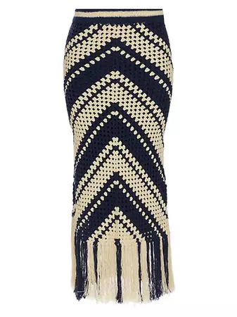 Shop Zimmermann Chintz Crochet Fringe Midi-Skirt | Saks Fifth Avenue