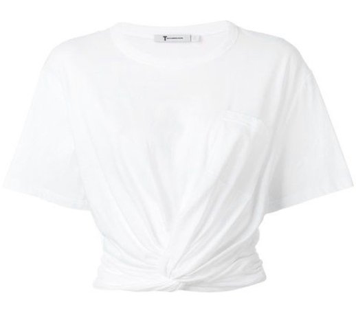 ALEXANDER WANG T Cotton Jersey Front Twist Short Sleeve Tee In White
