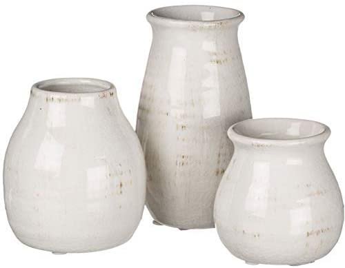 Amazon.com: Sullivans Ceramic Vase Set- 3 Small Vases, Rustic Home Décor, Modern Farmhouses; Ideal Shelf Décor, Table Décor, Bookshelf, Mantle, Entryway- Distressed White (CM2583) : Home & Kitchen