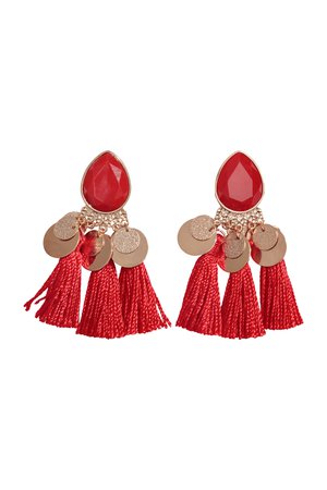 Tasseled Earrings - Red - Ladies | H&M US