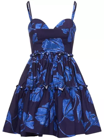 Patbo Nightflower Cotton Mini Dress Indigo 12 In Multicolor | ModeSens
