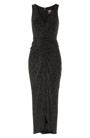 Vince Camuto Ruched Glitter Knit Gown | Nordstrom