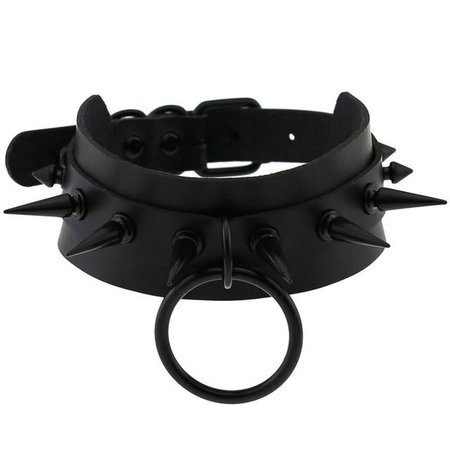 Gothic Punk All Black O-Ring and Spikes Choker Necklace (Available in – ROCK 'N DOLL