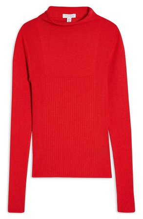 Topshop Mixed Rib Funnel Neck Sweater
