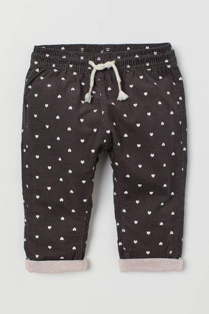 Lined Corduroy Pants - Gray