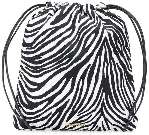 zebra print drawstring tote bag