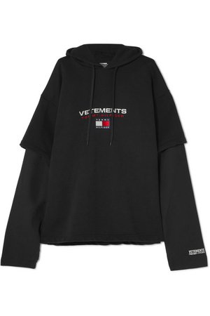 Vetements + Tommy Hilfiger | layered cotton-jersey hooded top