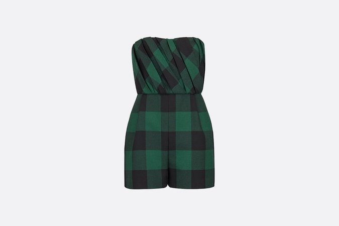 Bustier jumpsuit in wool with check motif - Ready-to-wear - Women's Fashion | DIOR
