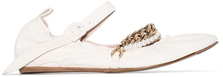 Chain-Detail Ballerina Shoes