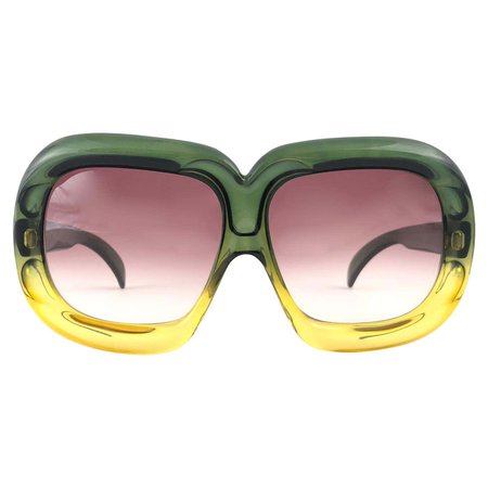 New Vintage Christian Dior D10 Huge Two Tone Amber and Green Optyl Sunglasses For Sale at 1stDibs
