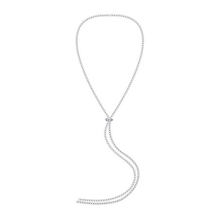 CZ Long Necklace, Rhinestone Bar Y Lariat Necklace Silver Tone for Christmas, Birthday: Clothing