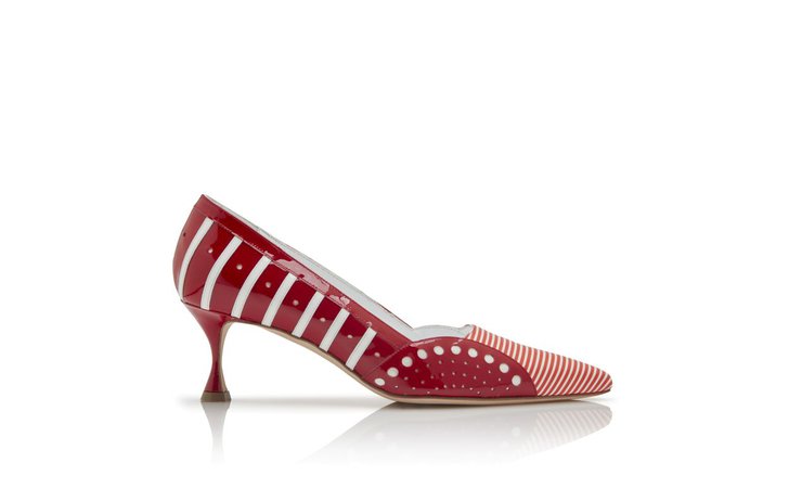 GALENE 50 | Red and White Striped Calf Leather Pumps | Manolo Blahnik