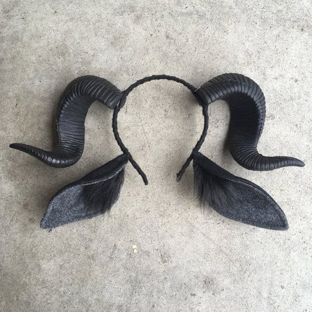 Black Ram Horns Headband with Ears / Fantasy Satyr Costume / | Etsy