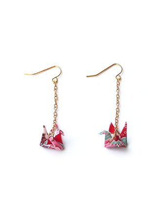 Origami Paper Crane Earrings