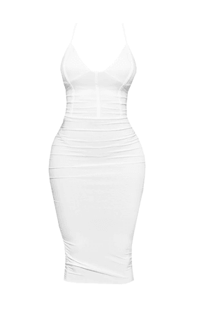 Shape Ivory Slinky Panelled Midi Dress