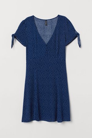 V-neck Dress - Dark blue/dotted - Ladies | H&M US