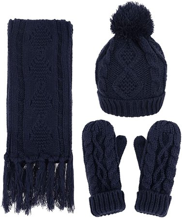 Women Lady Winter Warm Knitted Snowflake Hat Gloves and Scarf Winter Set,Yellow at Amazon Women’s Clothing store