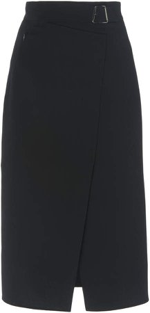 Akris Wrap-Effect Wool Pencil Skirt Size: 4