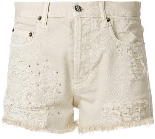 distressed denim fitted shorts
