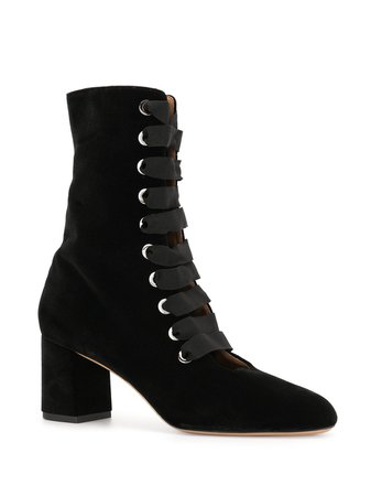 Le Monde Beryl Velvet Lace-Up Ankle Boots BLVELBO Black | Farfetch