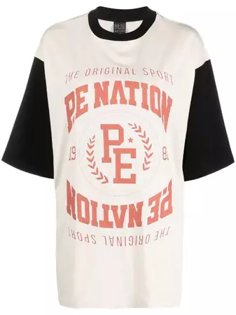 P.E Nation Sideout logo-print Cotton T-shirt - Farfetch