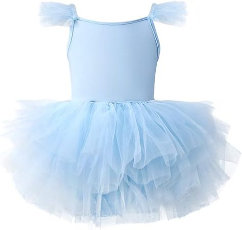 Amazon.com: Girls Dance Tutu Dresses Ruffle Sleeve Snap Crotch Ballet Leotards : Clothing, Shoes & Jewelry