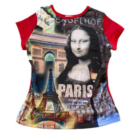 vintage eclectic print tee! has mona lisa with the... - Depop