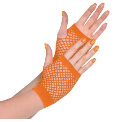 orange fishnet gloves punk accessories