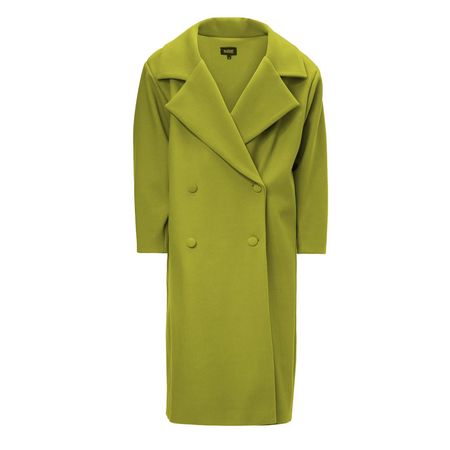 Green Structured Wool Coat With Oversized Lapels | BLUZAT | Wolf & Badger