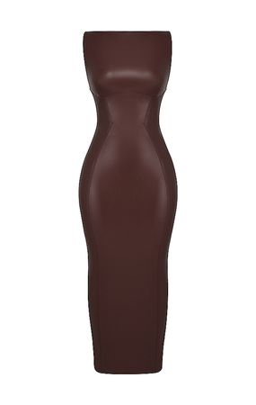 Clothing : Maxi Dresses : 'Sahara' Cocoa Vegan Leather Maxi Dress