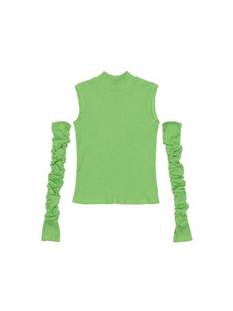 Knit Top + Arm Warmer Set_Green | W Concept