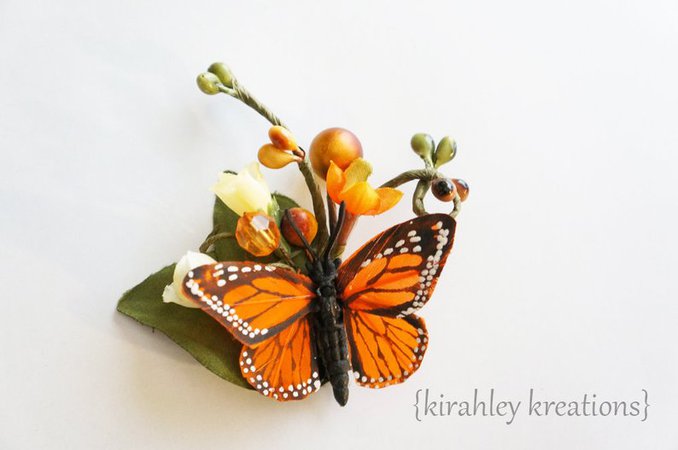 Monarch Butterfly Hair Clip Orange Wedding Bride Bridal Bug | Etsy