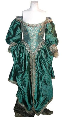 Milla Jovovich "Milady de Winter" green brocade gown from The Three Musketeers