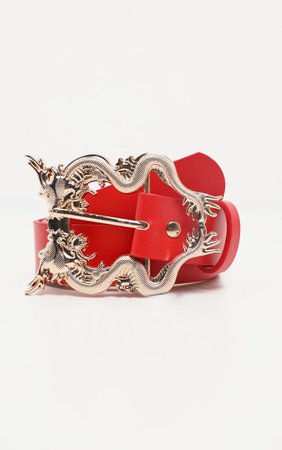 Red Pu Dragon Buckle Bel | Accessories | PrettyLittleThing AUS