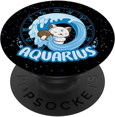 Amazon.com: Kawaii Cats Astrology Zodiac Aquarius PopSockets PopGrip: Swappable Grip for Phones & Tablets