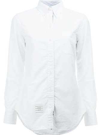 Thom Browne Classic Long Sleeve Button Down Shirt In White Oxford - Farfetch