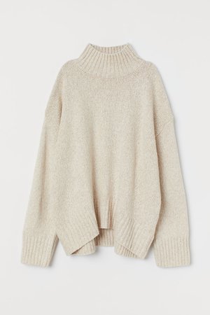 Oversized Sweater - Light beige melange - Ladies | H&M US