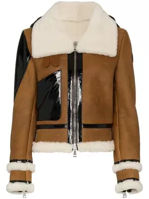 MONCLER Crabier crop shearling jacket with down hood