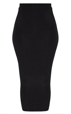 Black Second Skin Slinky Midaxi Skirt | PrettyLittleThing