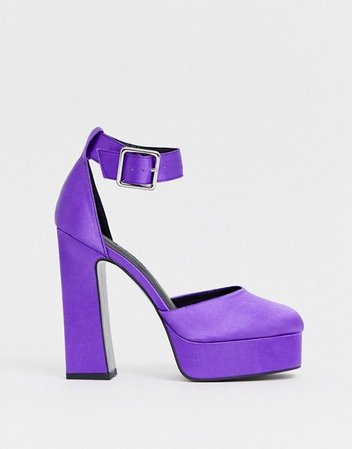 ASOS DESIGN Presta platform high heels in purple satin